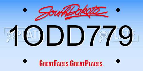 1ODD779 South Dakota License Plate
