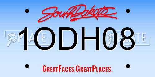 1ODH08 South Dakota License Plate