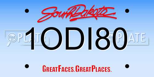 1ODI80 South Dakota License Plate