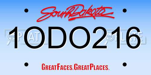 1ODO216 South Dakota License Plate