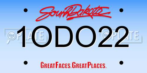 1ODO22 South Dakota License Plate