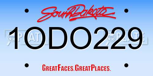 1ODO229 South Dakota License Plate