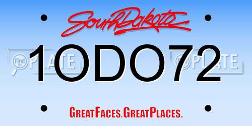 1ODO72 South Dakota License Plate