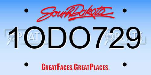 1ODO729 South Dakota License Plate