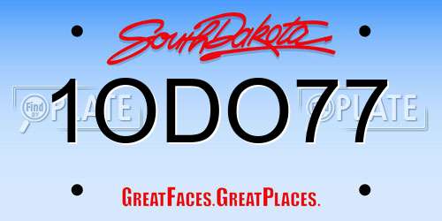 1ODO77 South Dakota License Plate