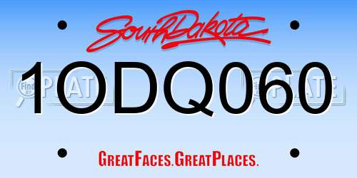 1ODQ060 South Dakota License Plate