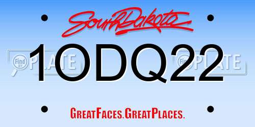 1ODQ22 South Dakota License Plate