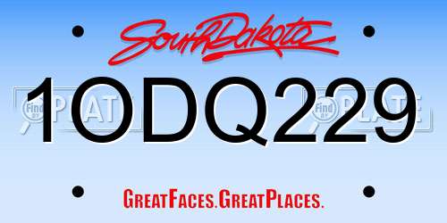 1ODQ229 South Dakota License Plate