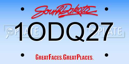 1ODQ27 South Dakota License Plate