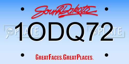 1ODQ72 South Dakota License Plate