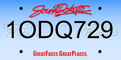 1ODQ729 South Dakota License Plate