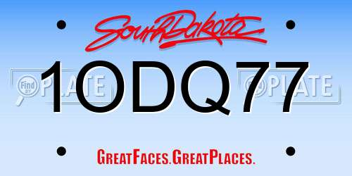 1ODQ77 South Dakota License Plate