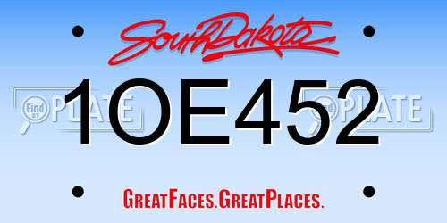 1OE452 South Dakota License Plate