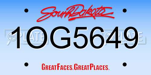 1OG5649 South Dakota License Plate