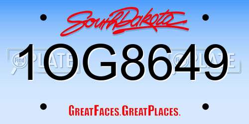 1OG8649 South Dakota License Plate