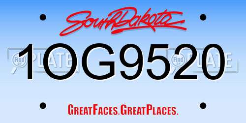 1OG9520 South Dakota License Plate