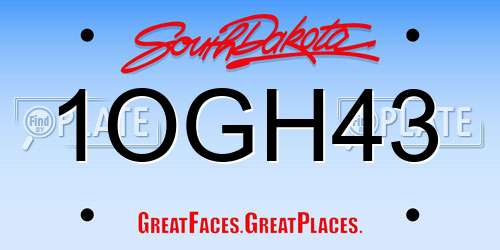 1OGH43 South Dakota License Plate