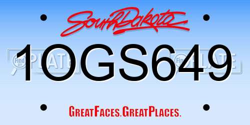 1OGS649 South Dakota License Plate