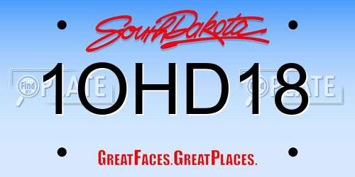 1OHD18 South Dakota License Plate