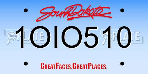 1OIO510 South Dakota License Plate