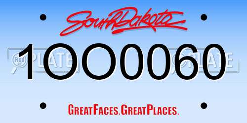 1OO0060 South Dakota License Plate