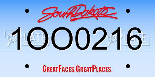 1OO0216 South Dakota License Plate