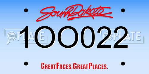 1OO022 South Dakota License Plate