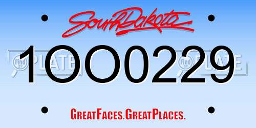 1OO0229 South Dakota License Plate