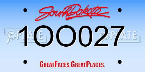 1OO027 South Dakota License Plate