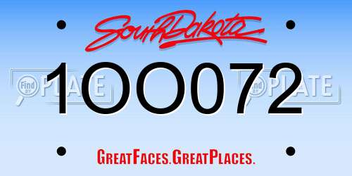 1OO072 South Dakota License Plate