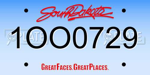 1OO0729 South Dakota License Plate