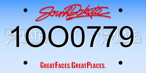 1OO0779 South Dakota License Plate