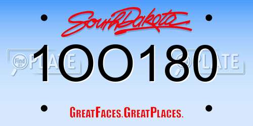1OO180 South Dakota License Plate