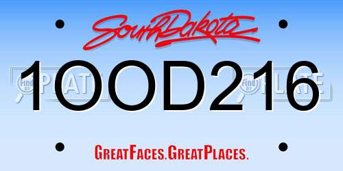 1OOD216 South Dakota License Plate