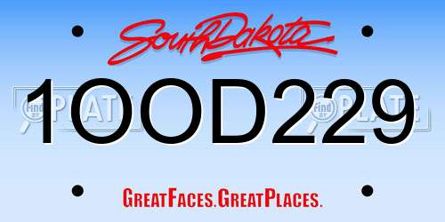 1OOD229 South Dakota License Plate