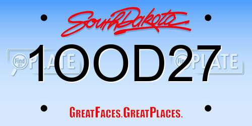 1OOD27 South Dakota License Plate