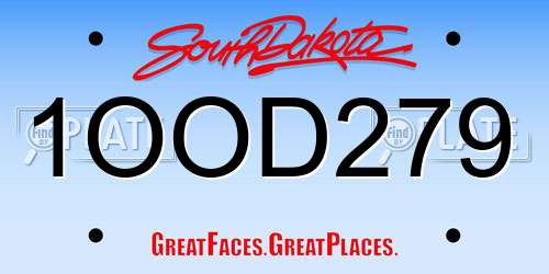 1OOD279 South Dakota License Plate
