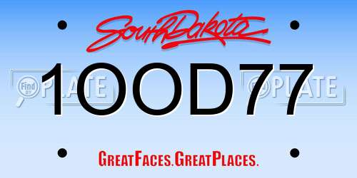 1OOD77 South Dakota License Plate
