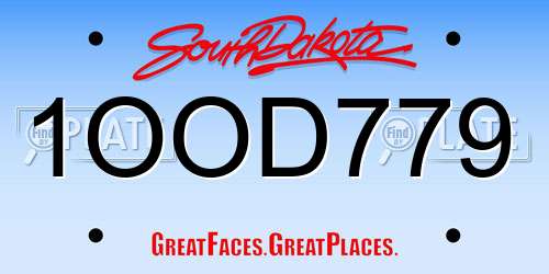 1OOD779 South Dakota License Plate