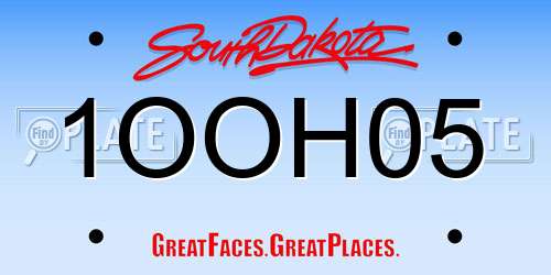 1OOH05 South Dakota License Plate