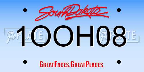 1OOH08 South Dakota License Plate