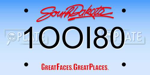1OOI80 South Dakota License Plate