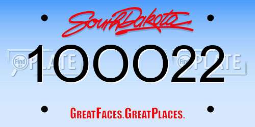 1OOO22 South Dakota License Plate