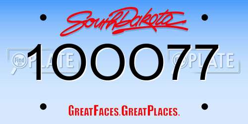 1OOO77 South Dakota License Plate