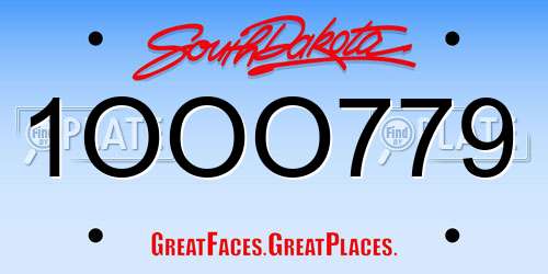 1OOO779 South Dakota License Plate