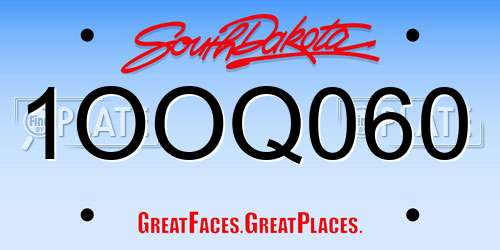 1OOQ060 South Dakota License Plate