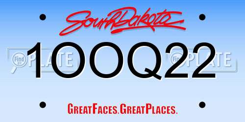 1OOQ22 South Dakota License Plate