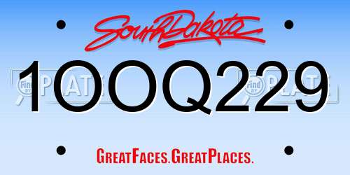 1OOQ229 South Dakota License Plate