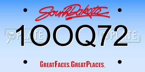 1OOQ72 South Dakota License Plate
