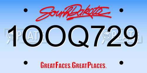 1OOQ729 South Dakota License Plate